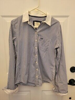 Abercrombie & Fitch Blue and White Striped Button-Down Shirt